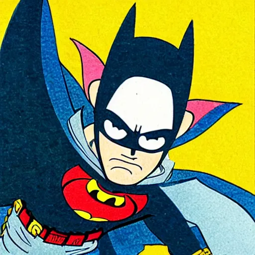 Image similar to a japanese menko print of batman, art by akira toriyama - ralph mc quarrie - jamie hewlett.