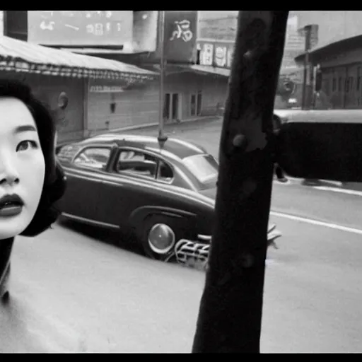 Prompt: 1950s Korean thriller film noir, Pulgasari, 35mm film, Cooke Varotal 20-100 T3.1