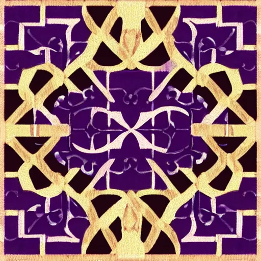 Image similar to an ornate cubic purple bauhaus tileable design