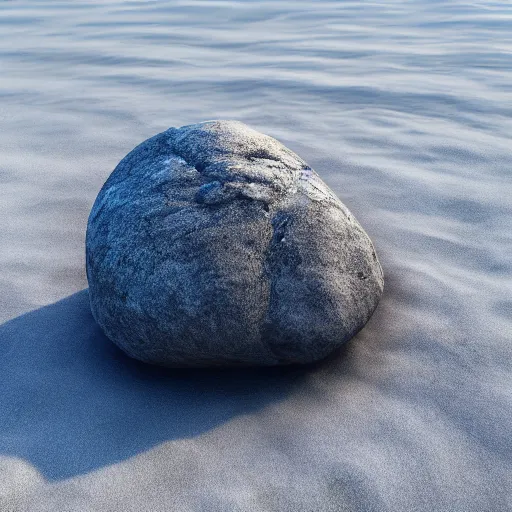 Image similar to a beautiful rock on the beach, octane render, raytracing, detailed, 8 k