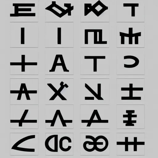 Image similar to alphabet fonts for an alien language, 4 k