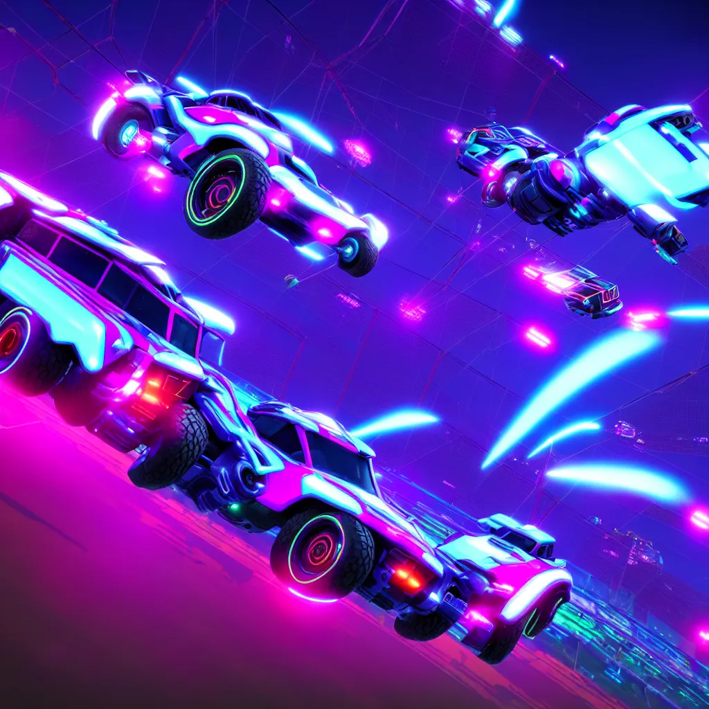 Image similar to rocket league octane, 4 k render, cinema 4 d, hyper realistic, cyberpunk neon lighting,