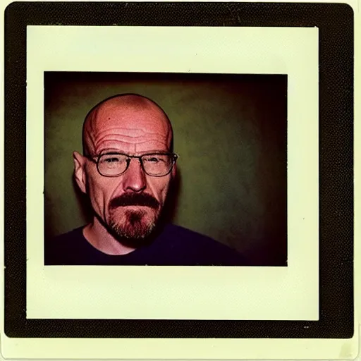 Image similar to 35mm polaroid of walter white cooking, photography