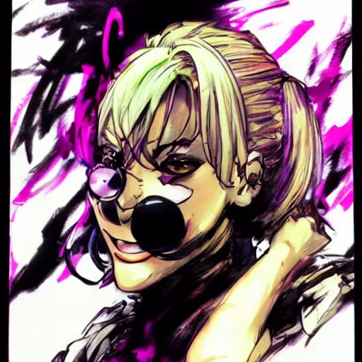 Image similar to jolyne cujo smiling, yoji shinkawa