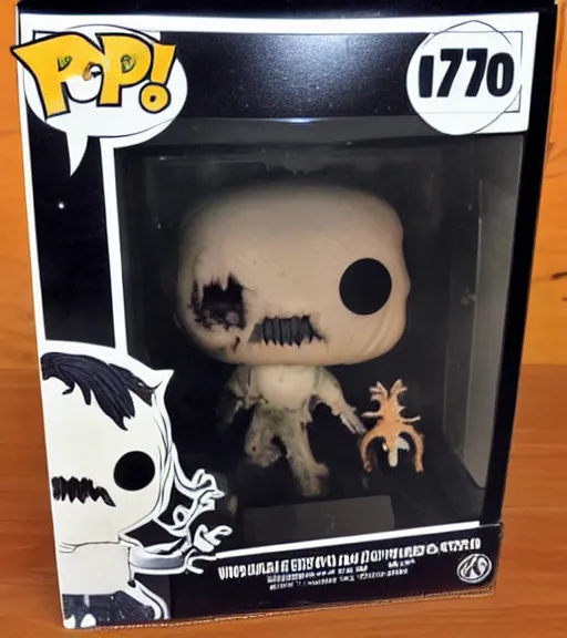 Prompt: limited edition horror themed wendigo with antlers funko pop still sealed in box, ebay listing