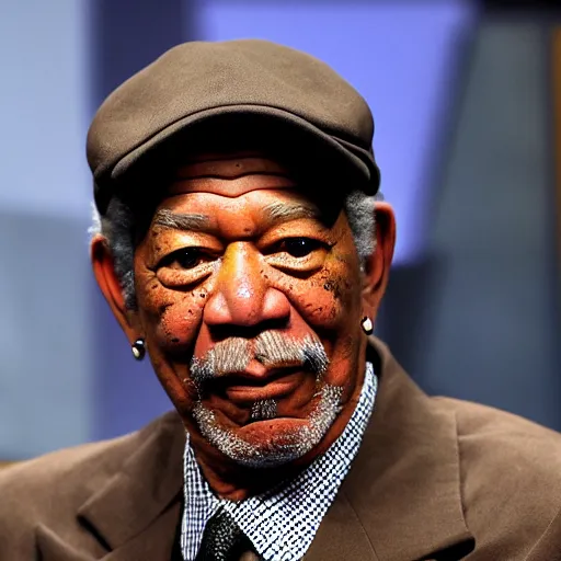 Image similar to still morgan freeman in peacky blinders wearing a news boy cap