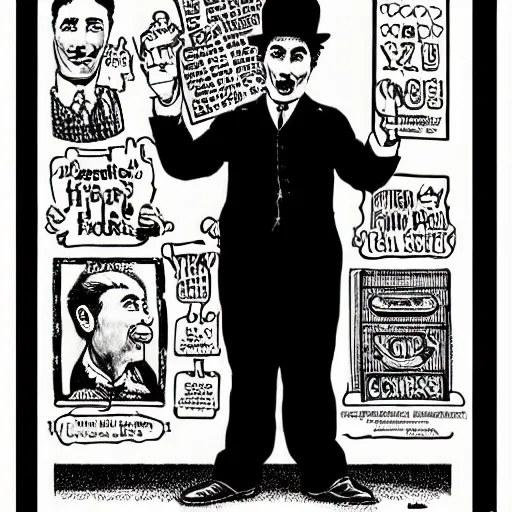 Prompt: “ charlie chaplin in the style of robert crumb”