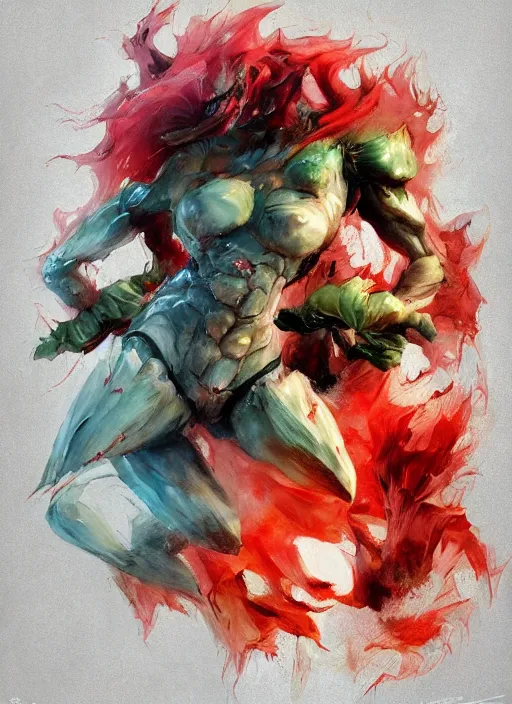 Image similar to semi reallistic gouache gesture painting, by yoshitaka amano, by ruan jia, by Conrad roset, by dofus online artists, detailed anime 3d render watermelon monster, watermelon terrible monster, antrophomorfic watermelon, portrait, cgsociety, artstation, rococo mechanical, Digital reality, sf5 ink style, dieselpunk atmosphere, gesture drawn