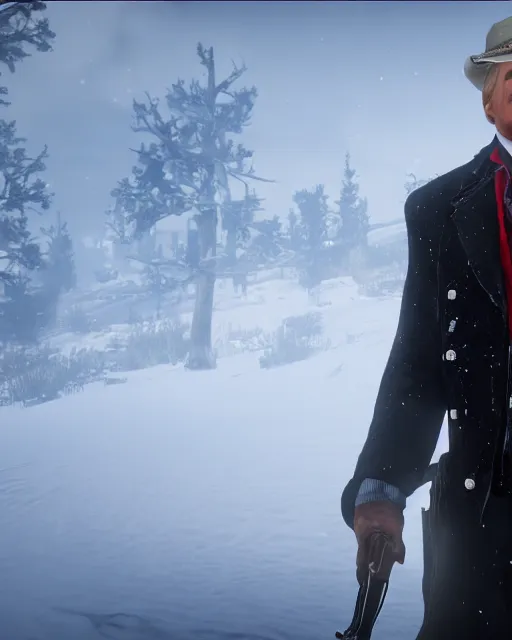 Image similar to Trump in RDR2, close shot, gameplay screenshot