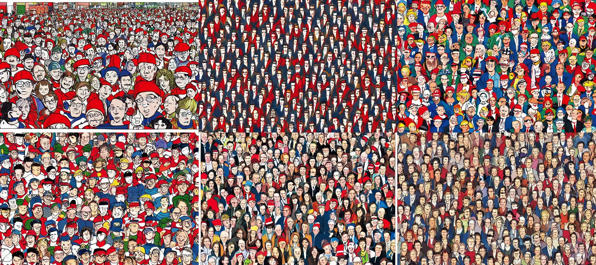 Prompt: A page from Where's Wally?