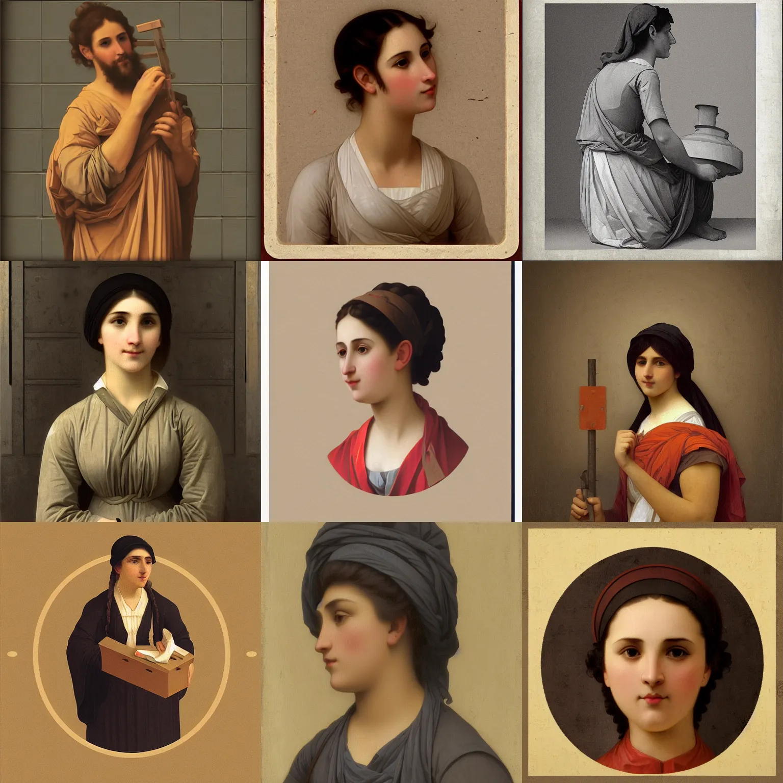 Prompt: icon of warehouse worker stylized minimalist behance william - adolphe bouguereau contemporary