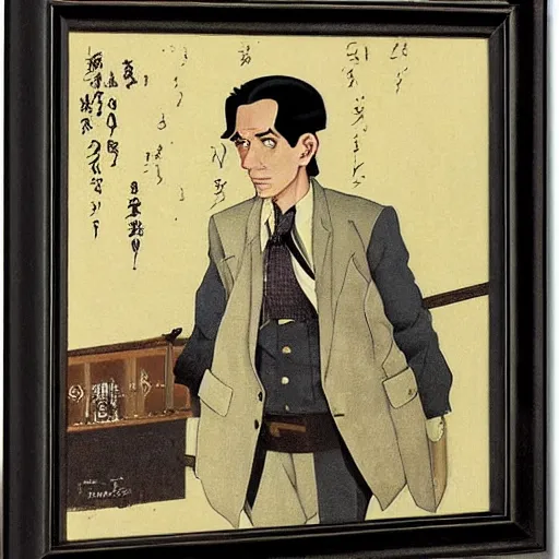 Image similar to anime detective joseph goebbels by hasui kawase by richard schmid