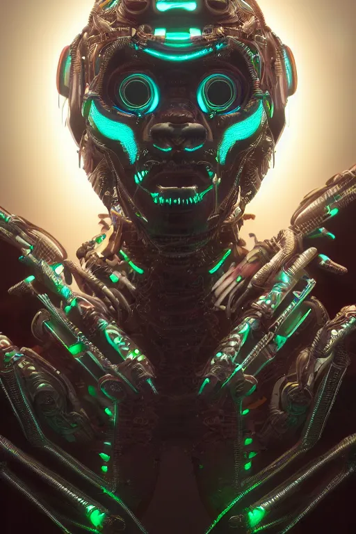 Image similar to a shamanic cyborg made from intricate alien technology in futuristic dreamscape detailed artwork, extremely detailed and high quality, global illumination, octane render, digital art trending on artstation