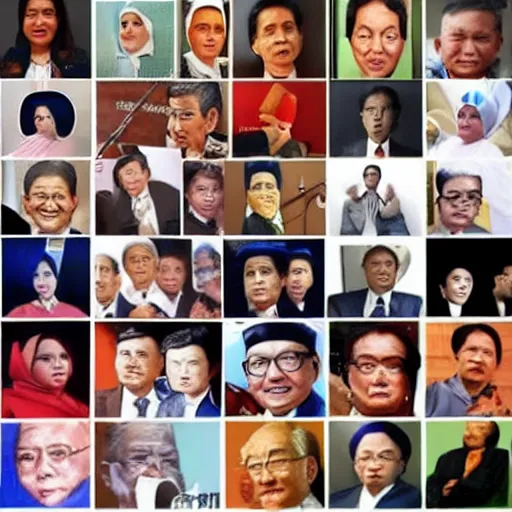 Image similar to indonesia iconic politician, perfect faces