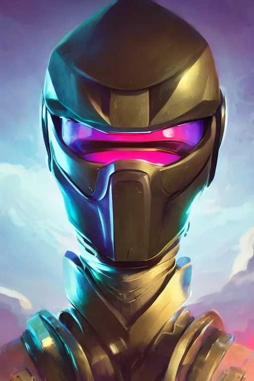 Image similar to epic mask helmet robot ninja portrait stylized as fornite style game design fanart by concept artist gervasio canda, behance hd by jesper ejsing, by rhads, makoto shinkai and lois van baarle, ilya kuvshinov, rossdraws global illumination radiating a glowing aura global illumination ray tracing hdr render in unreal engine 5