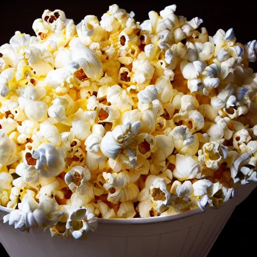 Prompt: ridiculously very large huge bucket of popcorn, photograph