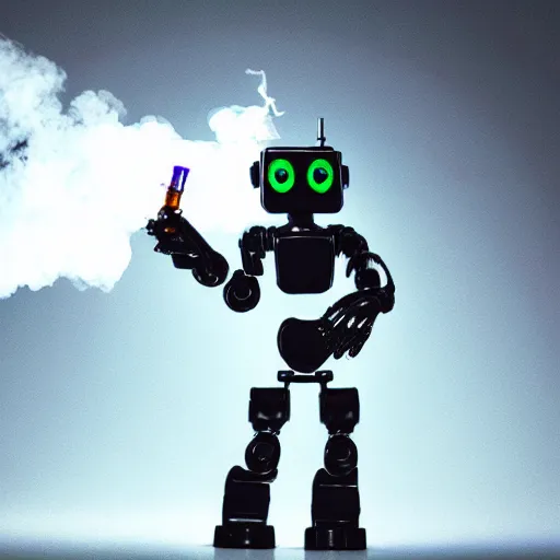 Prompt: robot vaping