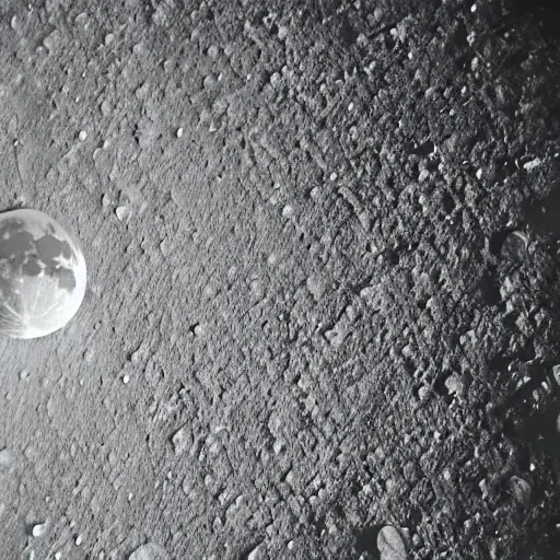 Image similar to cinematographic shot of a long haired man looking down the earth from the moon