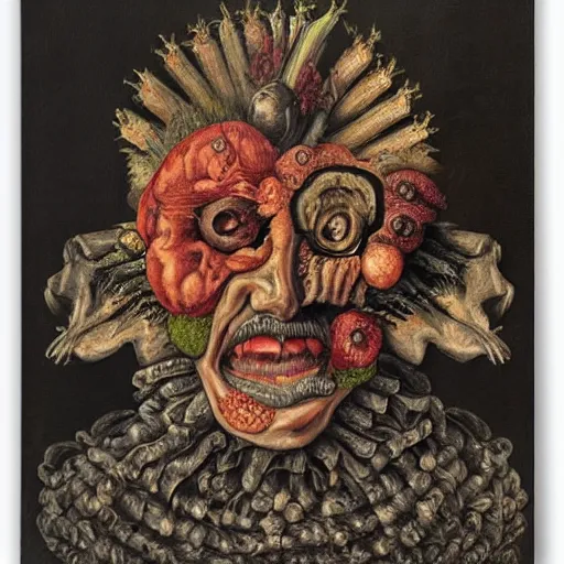 Image similar to portrait of evil by arcimboldo