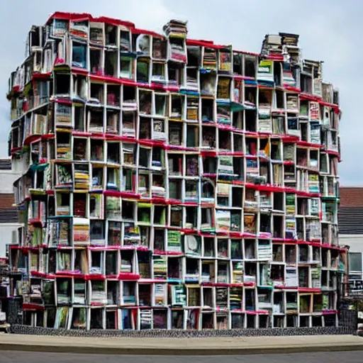 Prompt: a building made of books