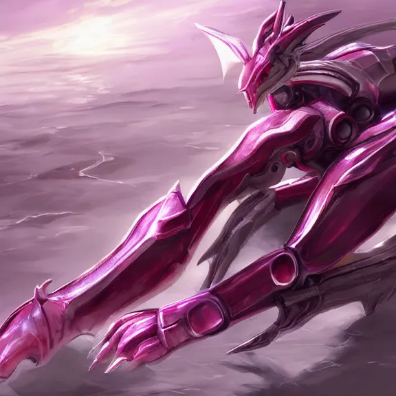 Image similar to very close up foot pov shot, hyperdetailed elegant beautiful stunning hot anthropomorphic mecha giantess female dragon, laying on a beach, showing detailed dragon paws to camera, sharp claws, soft pads, sharp silver armor, fuchsia skin, anthro dragon art, warframe destiny fanart, furry paws furry, furaffinity, deviantart, octane, ekasportal