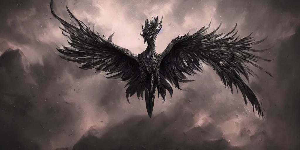 Prompt: artwork of a phoenix, highly detailed, artstation, night black sky background, smooth illustration, digital art, unreal engine, ultra realistic, fine art, concept art