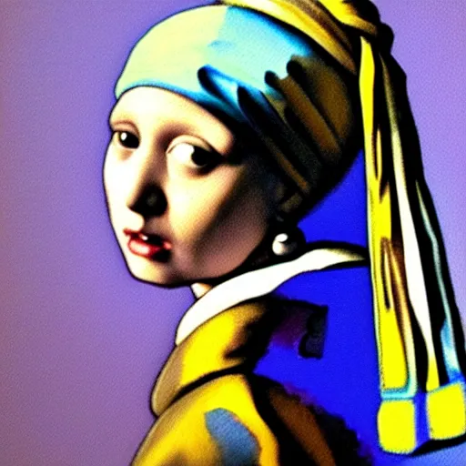 Prompt: painting of girl with a Pearl Earring by Harryhausen