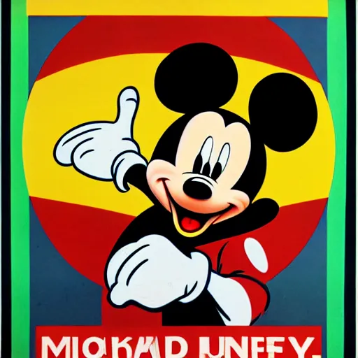 Image similar to mickey mouse art work. ww 2 propaganda poster. hr gigor