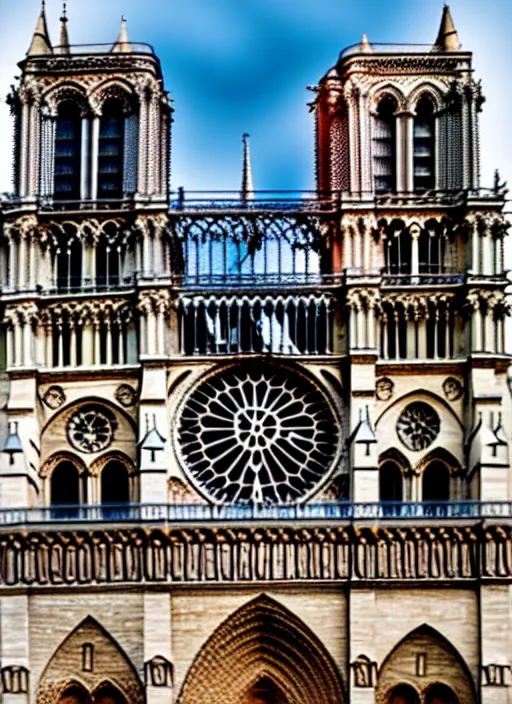 Image similar to contemporary notre dame by bjarke ingels group, modern architecture, 4 k, high detailed photography, 5 0 mm lens, depth of field, cinematic