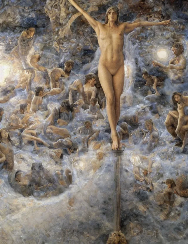 Image similar to the nine spheres of heaven from dante's divine comedy - key lighting, soft lights, foggy, by steve hanks, by lisa yuskavage, by serov valentin, by tarkovsky, 8 k render, detailed, oil on canvas