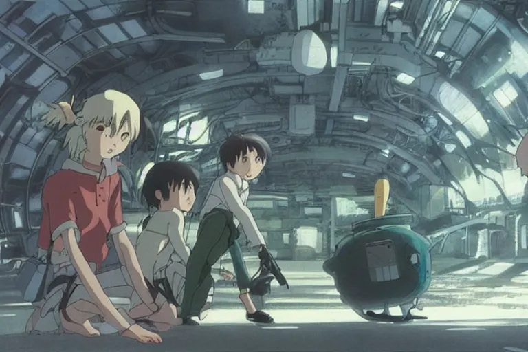 Image similar to still from anime sci-fi movie by Studio Ghibli, realistic