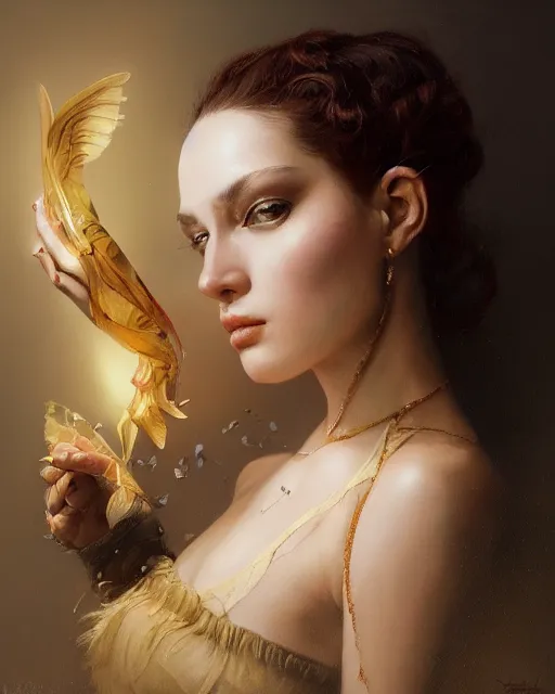 Image similar to a highly realistic, true to life portrait of a young woman, by karol bak, james jean, tom bagshaw, rococo, sharp focus, trending on artstation, cinematic lighting, hyper realism, octane render, 8 k, hyper detailed.