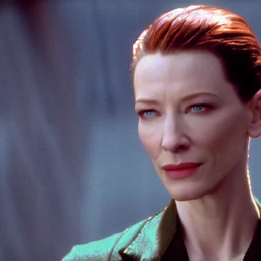 Image similar to cate blanchett in the matrix (1999) in 4k