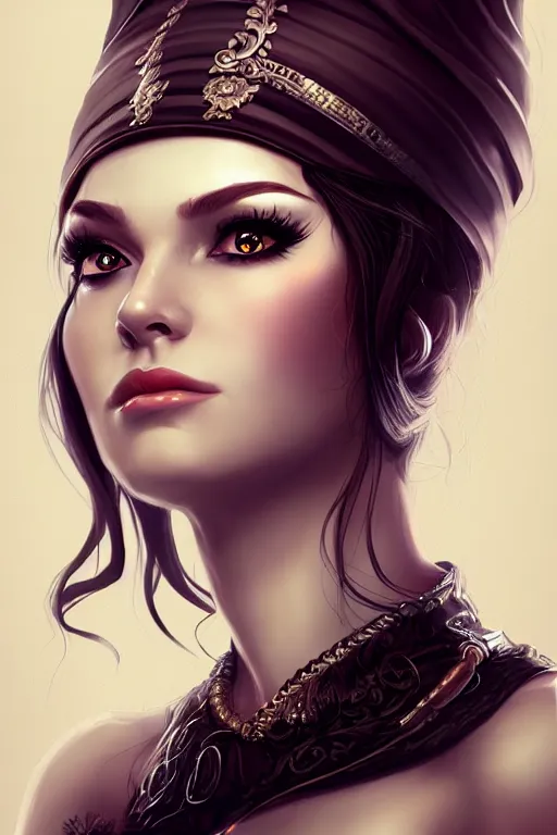 Image similar to lady, empire styly, portrait, detailed art, artstation