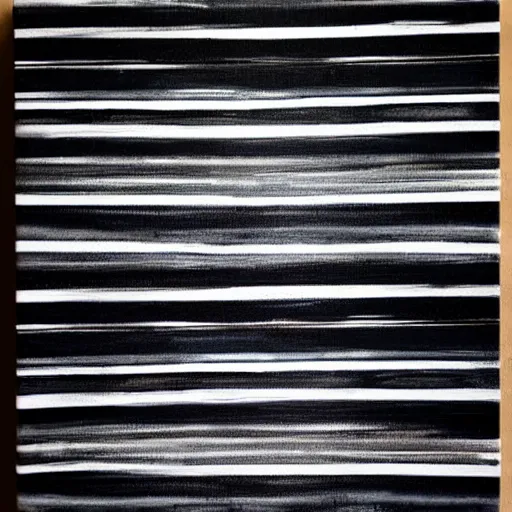 Prompt: black paint stripes on white canvas