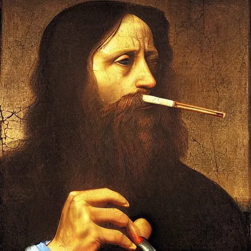 Image similar to a hyper realistic painting of joe Biden smoking a crack pipe. Leonardo da Vinci. Masterpiece 4k