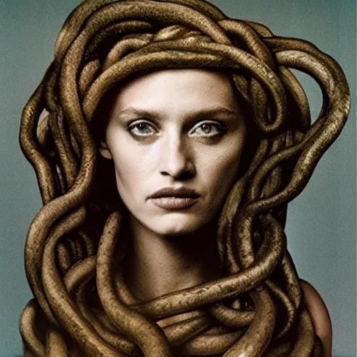 Prompt: medusa portrait by annie leibovitz