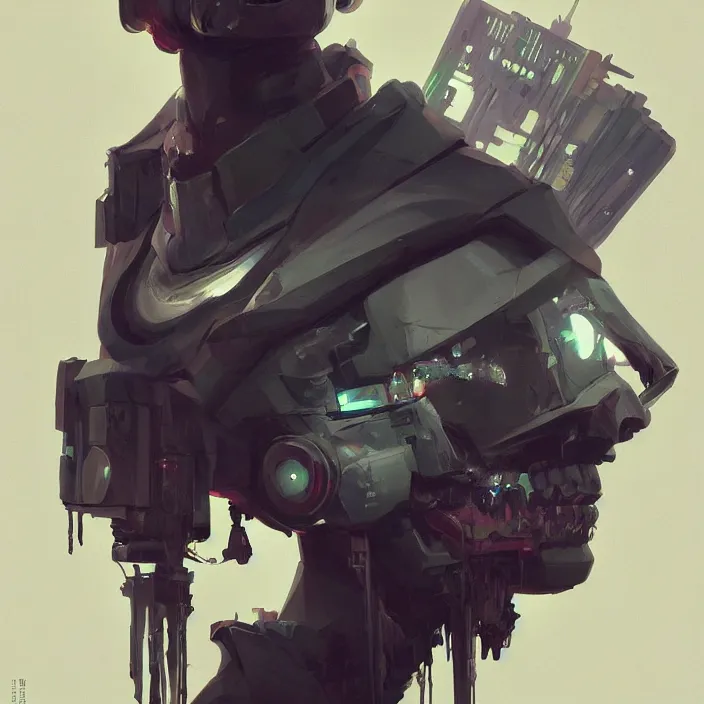 Prompt: a beautiful painting of a cyberpunk skull by sergey kolesov and pascal blanche and rhads and tony skeor. in style of film noir illustration, symmetry, sci fi, hyper detailed. octane render. trending on artstation