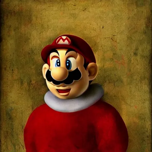 Image similar to a beautiful portrait of super - mario!!!!!! renaissance painting by da vinci