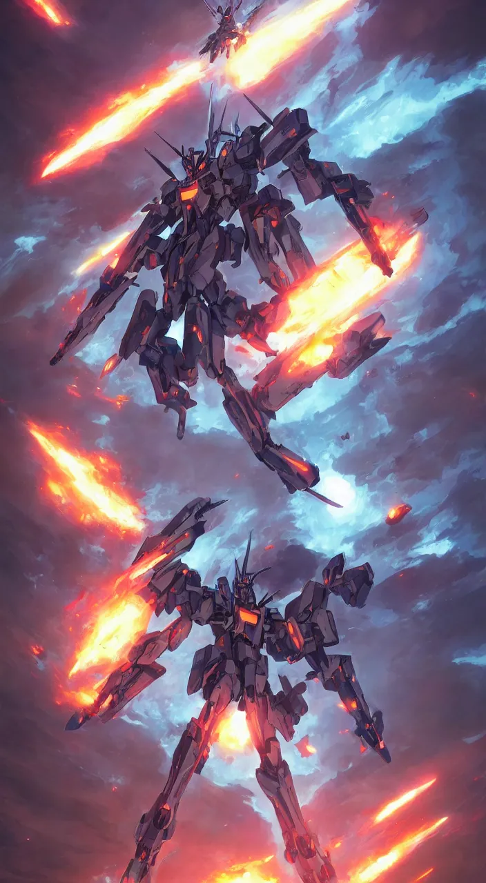 Prompt: hades in mobile suite gundam, mecha design, rising from space, realistic lighting, by andreas rocha and greg rutkowski
