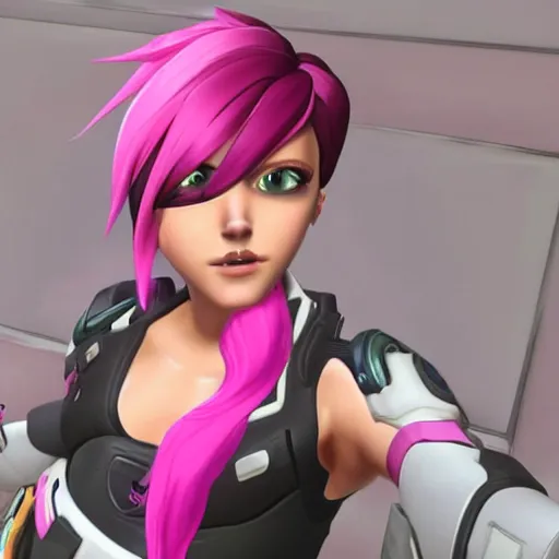 Prompt: tracer with pink hair