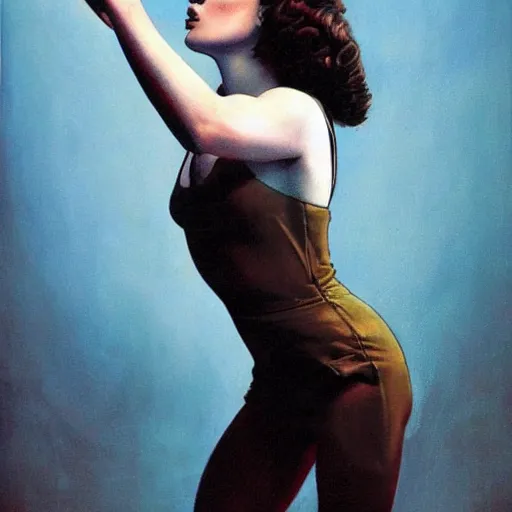 Image similar to daisy ridley, very reflective, boris vallejo style