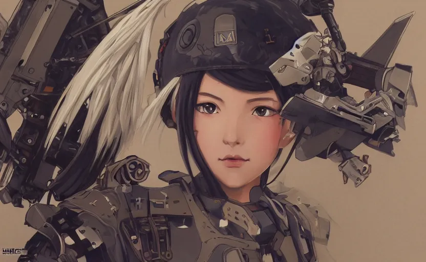 Image similar to mechanized valkyrie girl, anime style, airforce gear, vintage clothing, spreading wings, short hair, hair down, symmetrical facial features, from arknights, hyper realistic, 4 k, rule of thirds, extreme detail, detailed drawing, trending artstation, hd, d & d, realistic lighting, by alphonse mucha, greg rutkowski