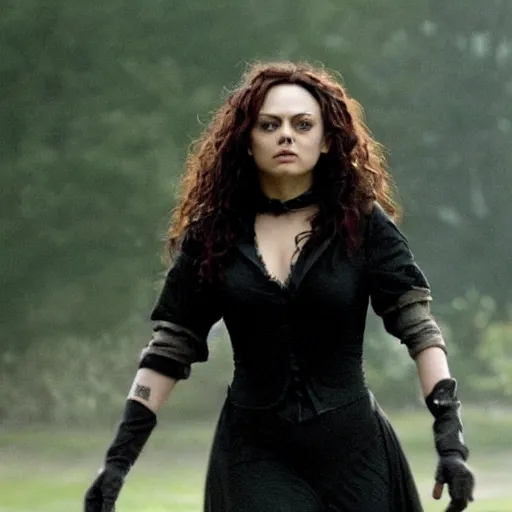 Image similar to A still of Mila Kunis as Bellatrix Lestrange in Harry Potter and the Order of the Phoenix (2007),