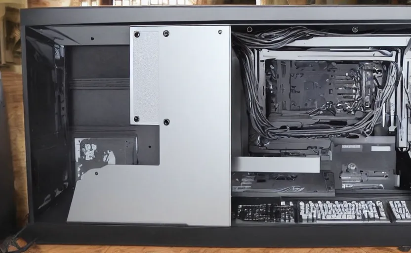 Image similar to metal computer case exposed concept pc boutique build open sides extra wide