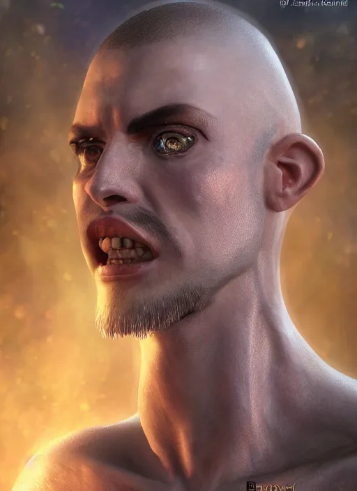 Image similar to buzzcut hair stubble male, aphelios draven, dndbeyond, bright, realistic, dnd character portrait, full body, art by ralph horsley, dnd, rpg, lotr game design fanart by concept art, behance hd, artstation, deviantart, global illumination radiating a glowing aura global illumination ray tracing hdr render in unreal engine 5