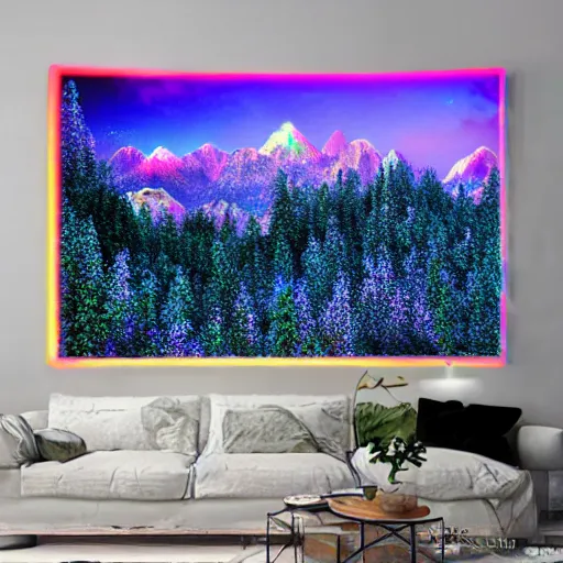 Prompt: Mountain bright HD 4k Realistic colorful dream lights crystal vaporwave in the style of Ansel Adams