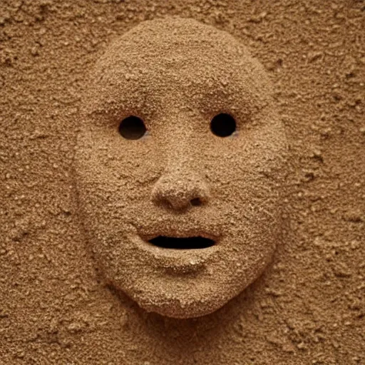 Prompt: a face made from falling grains of sand