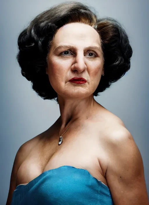 Image similar to closeup portrait of Betty Rubble, depth of field, zeiss lens, detailed, symmetrical, centered, fashion photoshoot, by Annie Leibovitz and Steve McCurry, David Lazar, Jimmy Nelsson, Breathtaking, 8k resolution, extremely detailed, beautiful, establishing shot, artistic, hyperrealistic, beautiful face, octane render