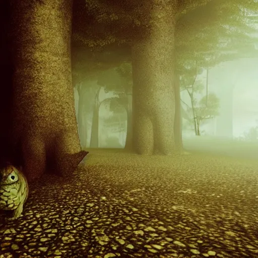 Prompt: real life Pokemon, creepy!!!, scaly!!!, menacing!!!, grotesque!!!, evil!!!, ultra realistic, golden hour, fog, volumetric lighting, sharp focus